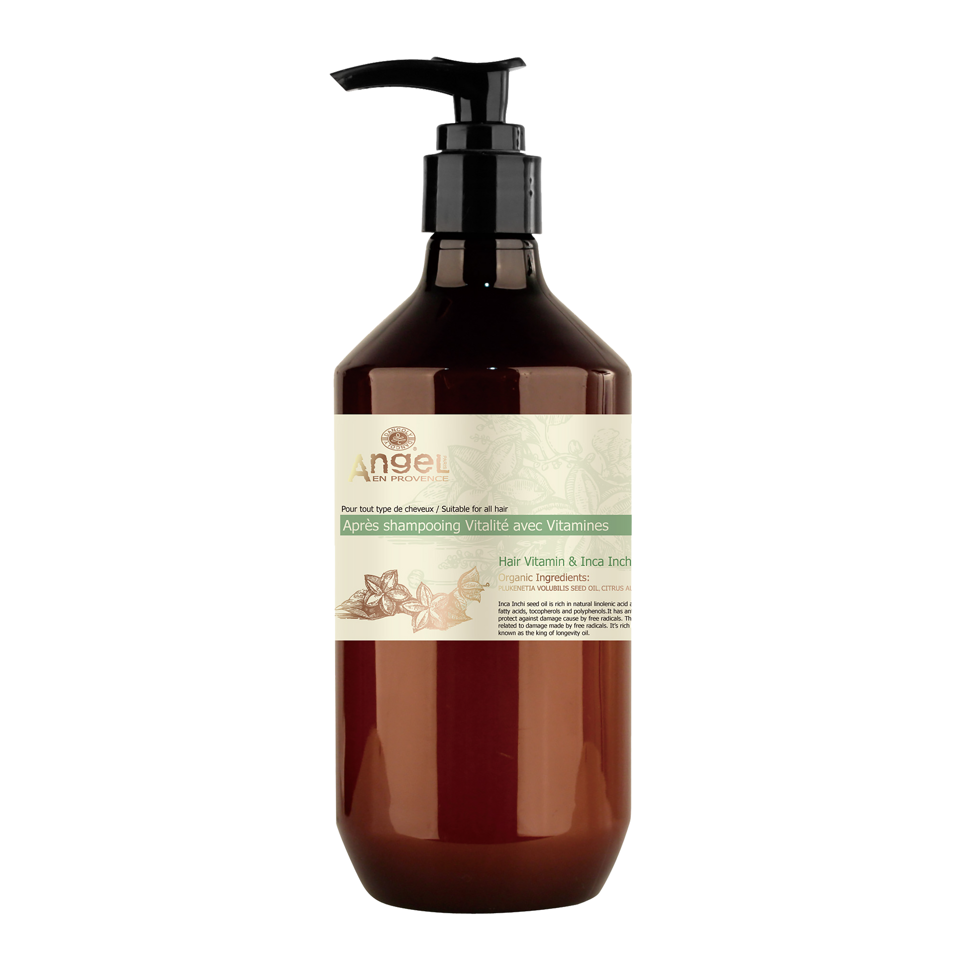 Bottle of Angel En Provence Hair Vitamin Inca Inchi Oil Conditioner-Icon Haircare and Beauty-1