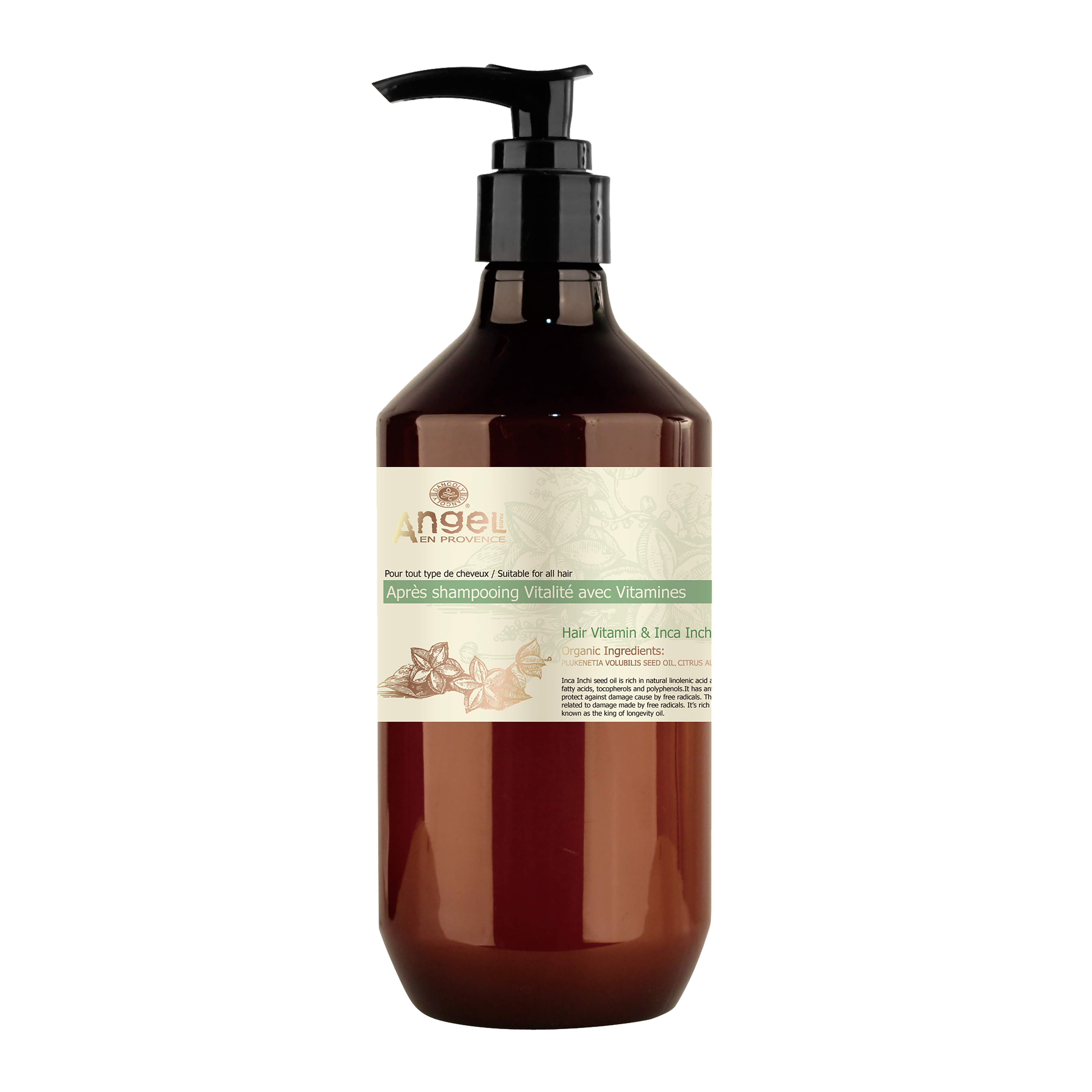 Bottle of Angel En Provence Hair Vitamin Inca Inchi Oil Conditioner-Icon Haircare and Beauty-1