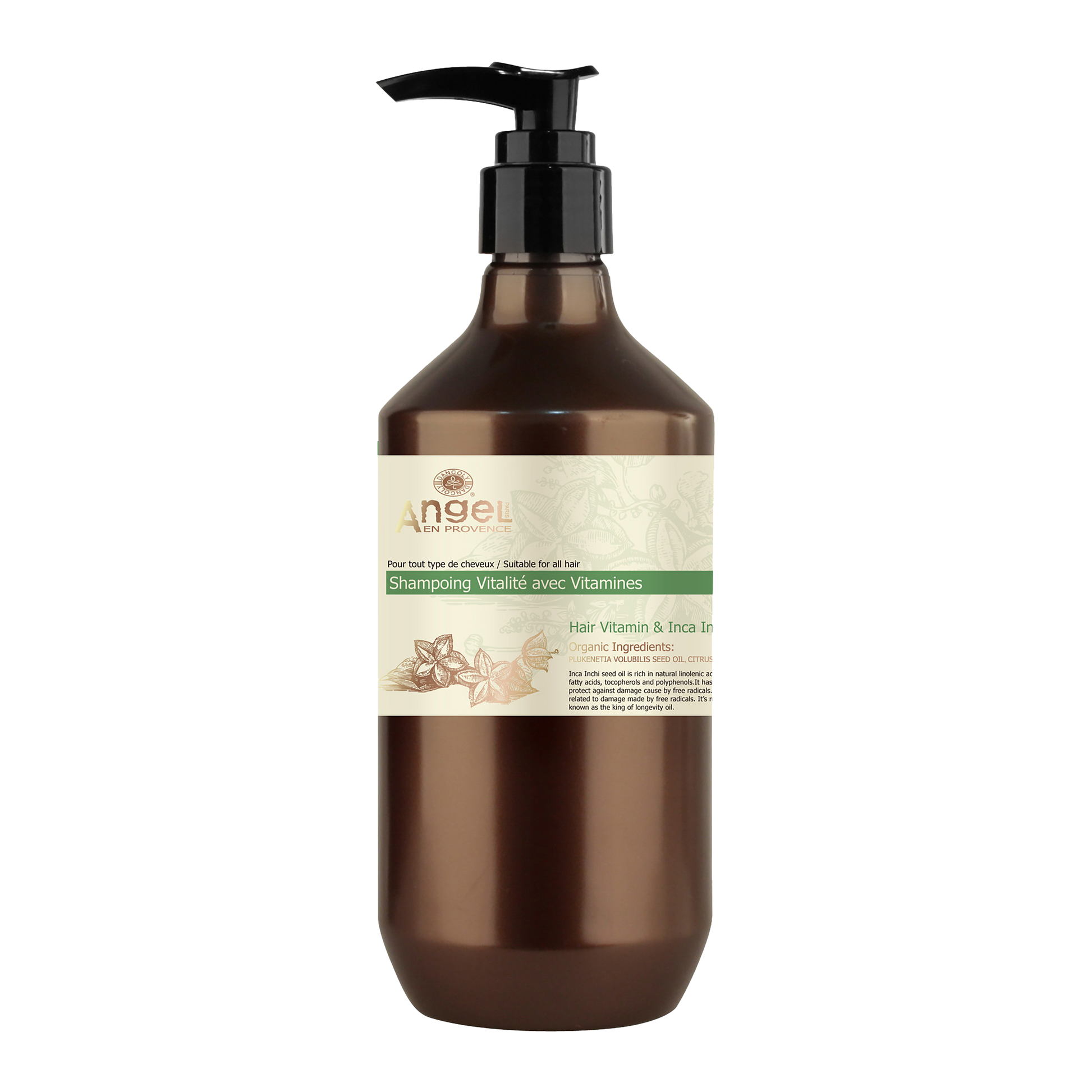 Bottle of Angel En Provence Hair Vitamin Inca Inchi Oil Shampoo - Angel Shampoo-Icon Haircare and Beauty-1