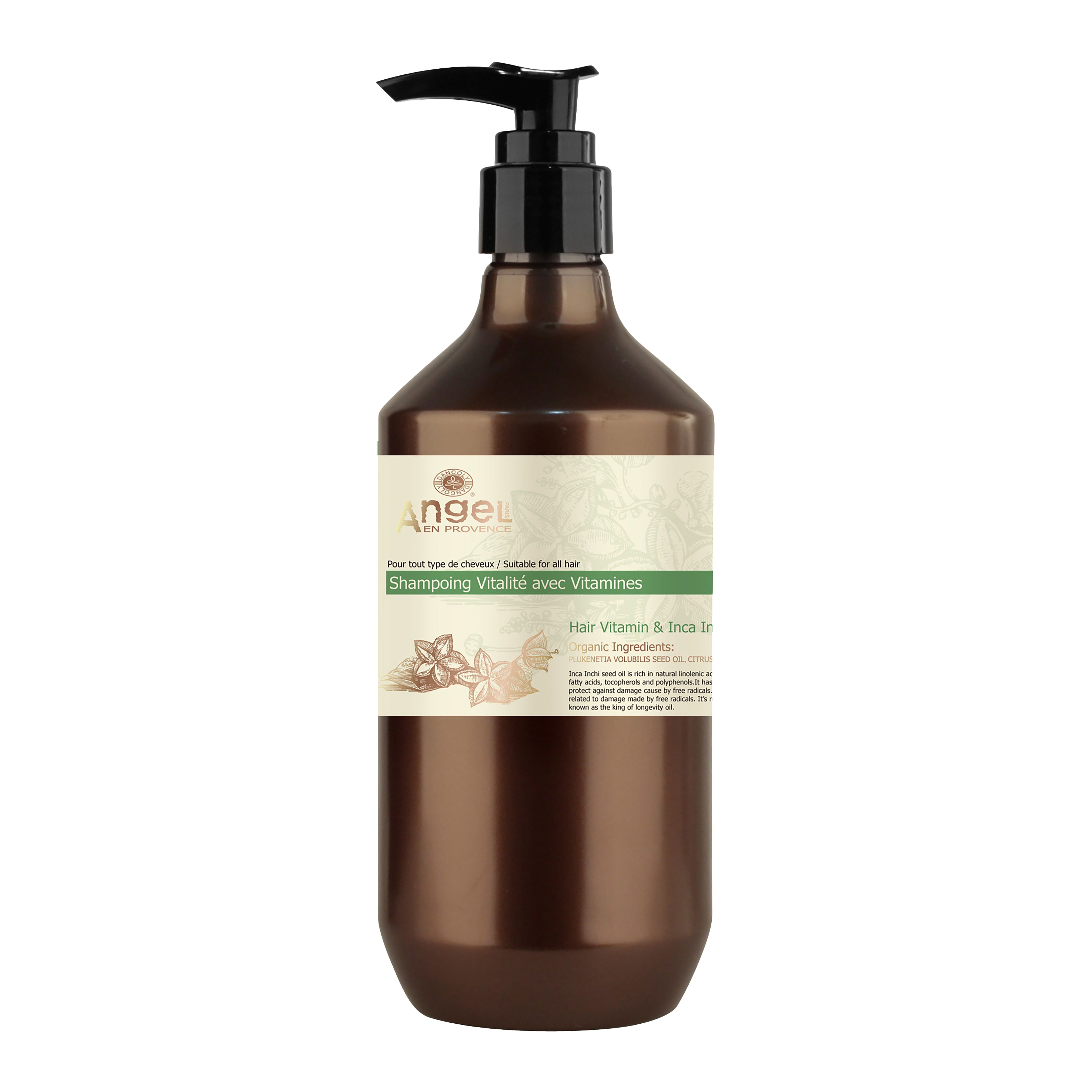 Bottle of Angel En Provence Hair Vitamin Inca Inchi Oil Shampoo - Angel Shampoo-Icon Haircare and Beauty-1