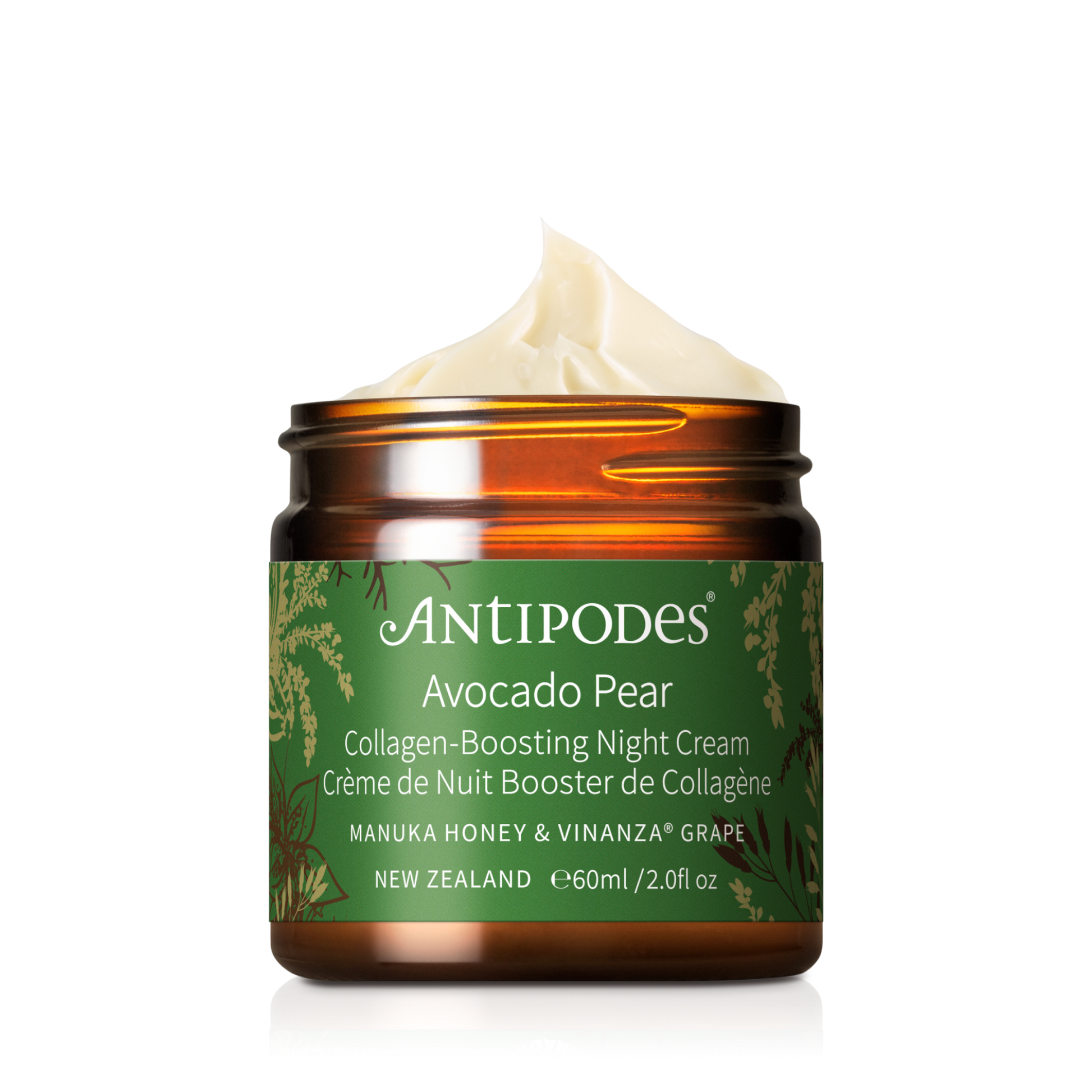Antipodes Avocado Pear Collagen-Boosting Night Cream 60ml on transparent background