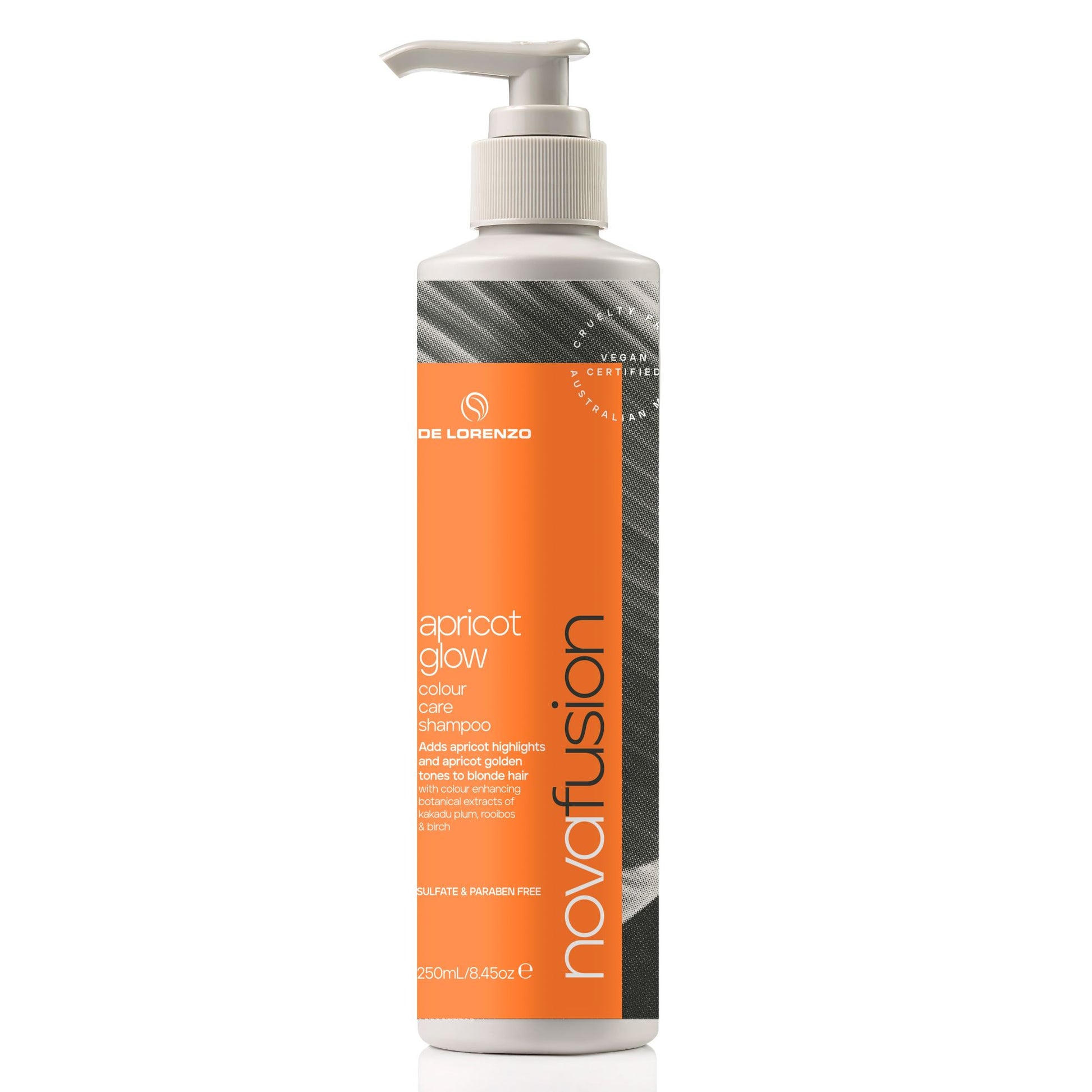 De Lorenzo Novafusion Shampoo Apricot Glow 250ml-Icon Haircare and beauty NZ-1