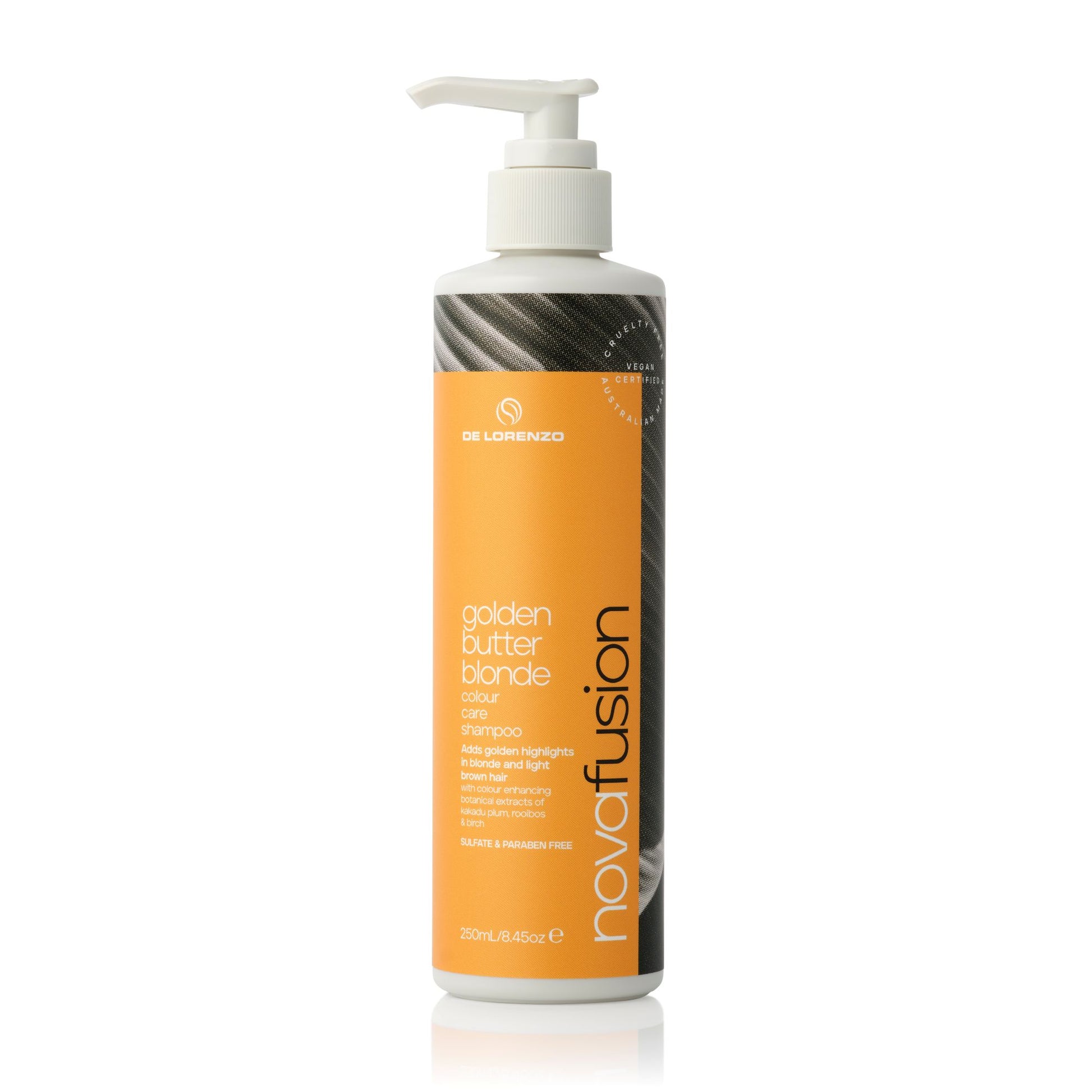 De Lorenzo Novafusion Shampoo Golden Butter Blonde 250ml-Icon Haircare and beauty NZ-1