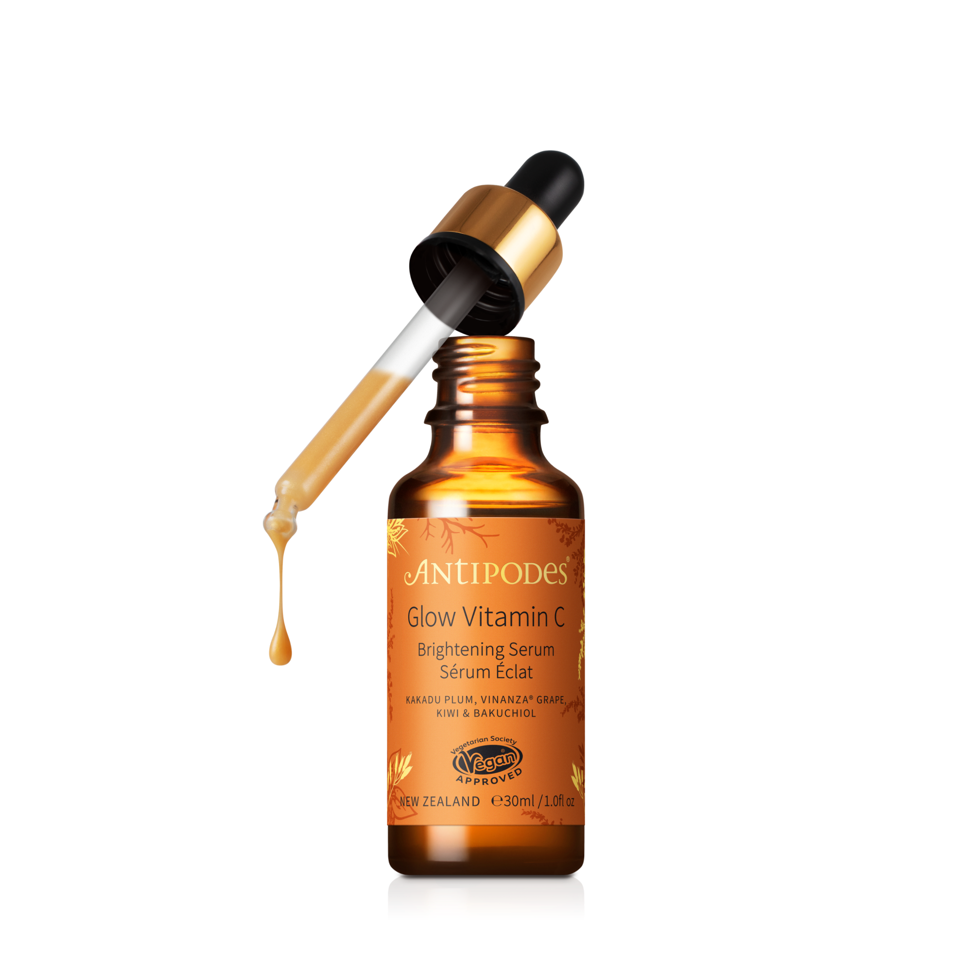 Antipodes Glow Vitamin C Brightening Serum 30ml on transparent background
