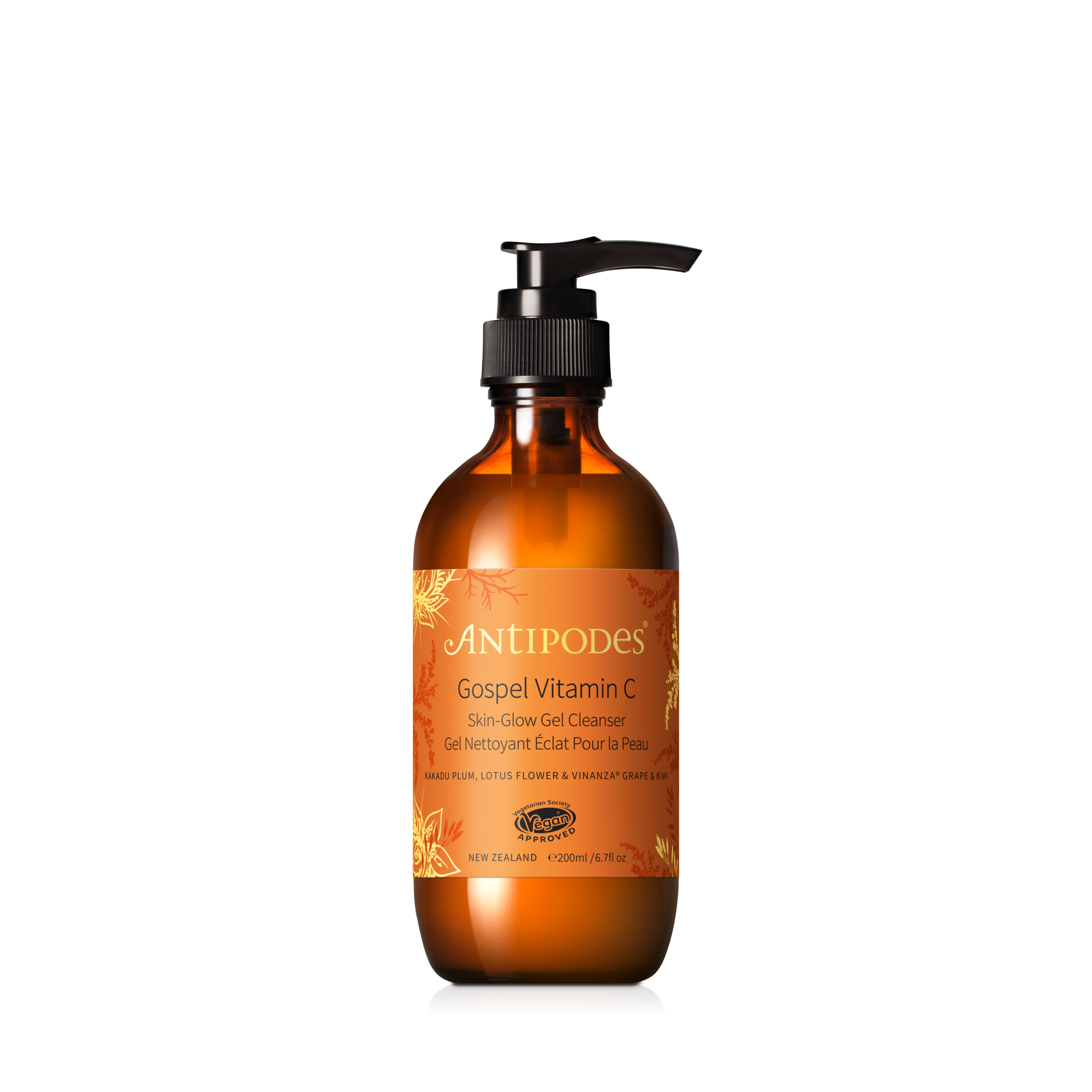 Antipodes Gospel Vitamin C Skin-Glow Gel Cleanser 200ml on transparent background