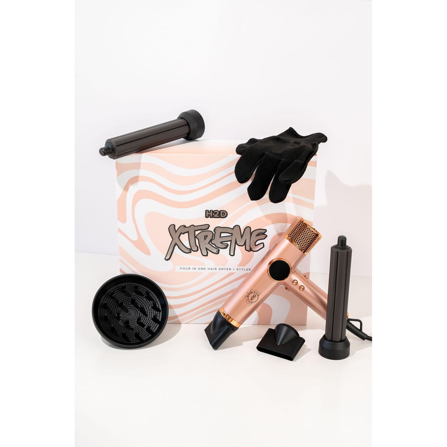 H2D Xtreme 4-in-1 Hair Dryer + Styler - Rose Gold-Icon Haircare and beauty NZ-1