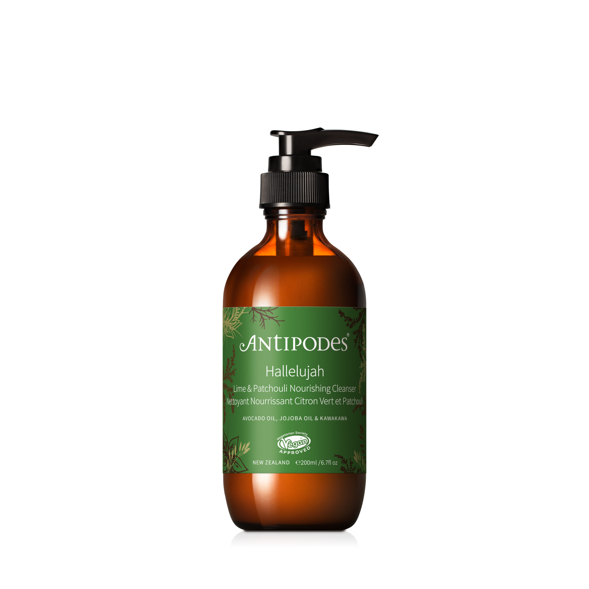 Antipodes Hallelujah Lime & Patchouli Nourishing Cleanser 200ml on transparent background