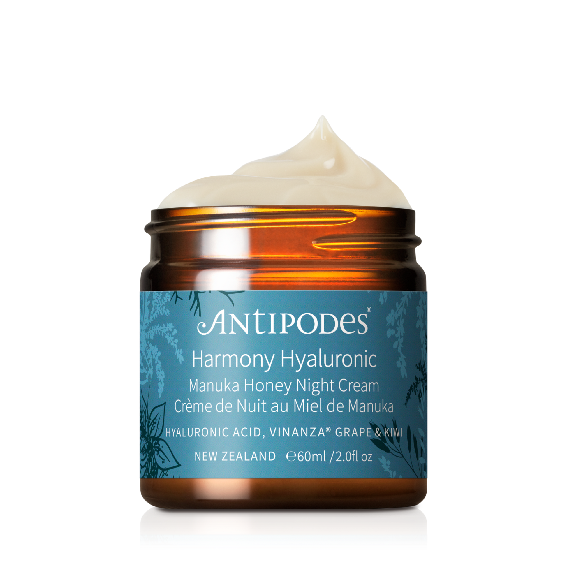 Antipodes Harmony Hyaluronic Manuka Honey Night Cream 60ml on transparent background