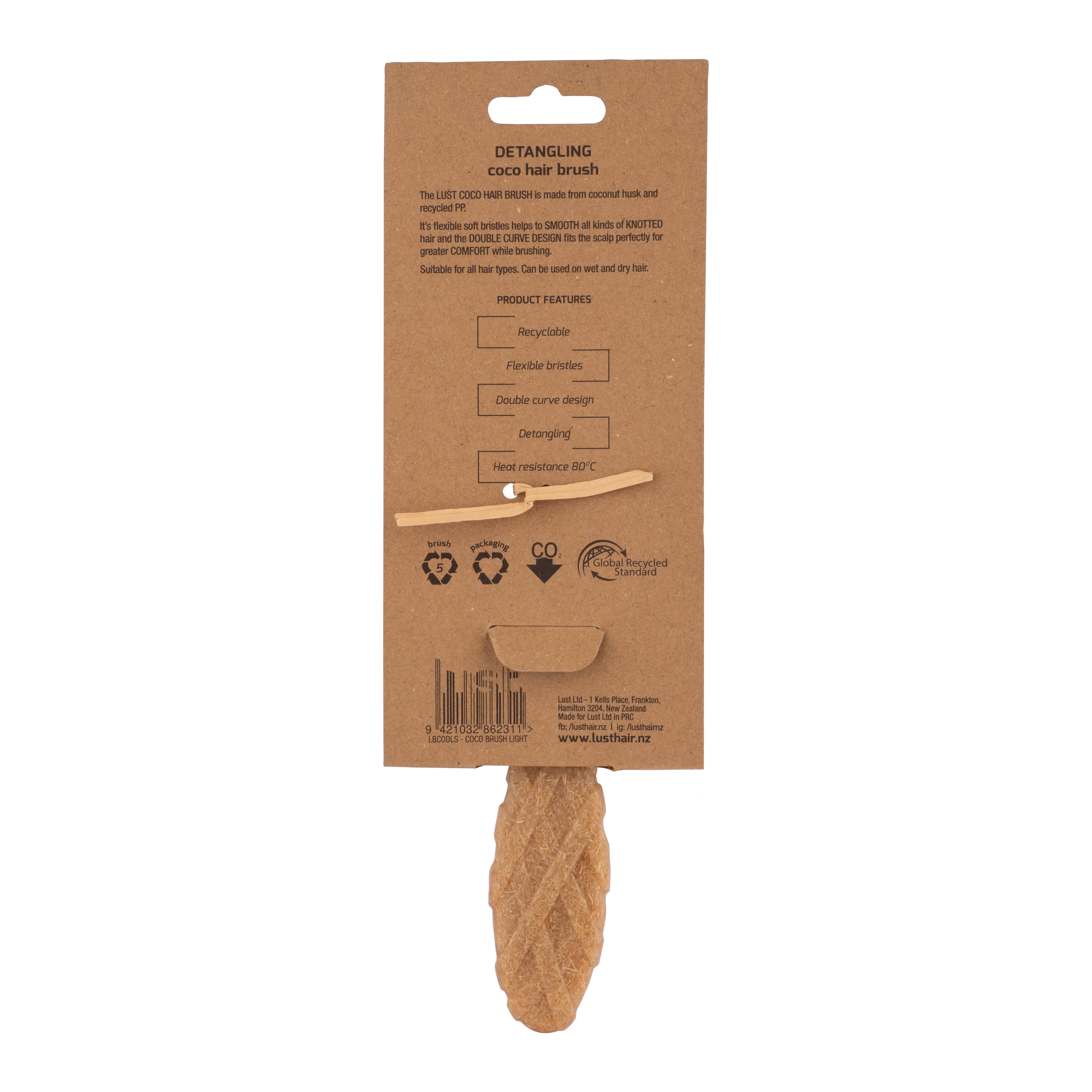 Lust Haircare Detangling Coco Hairbrush - Light