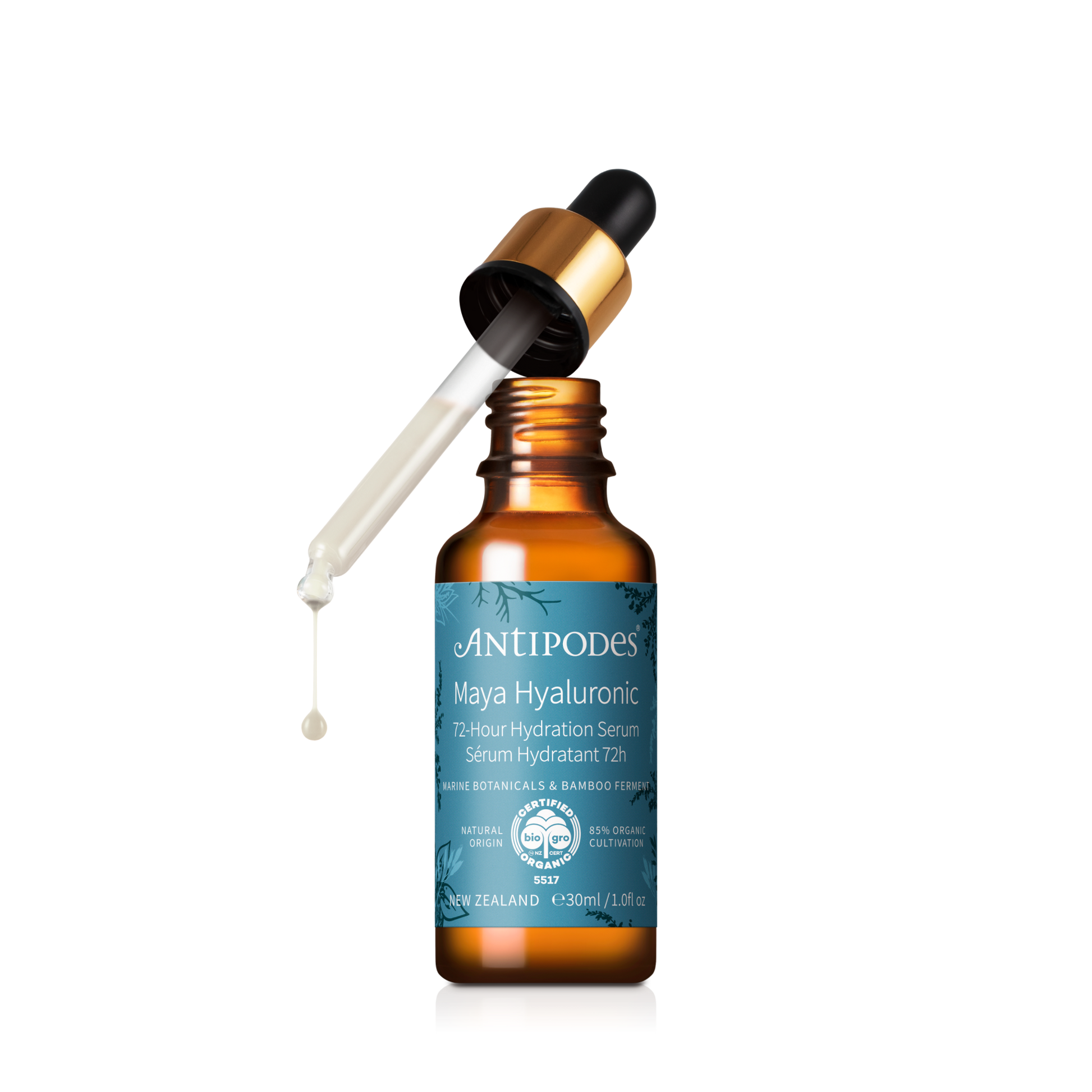 Antipodes Maya Hyaluronic 72-Hour Hydration Serum 30ml on transparent background