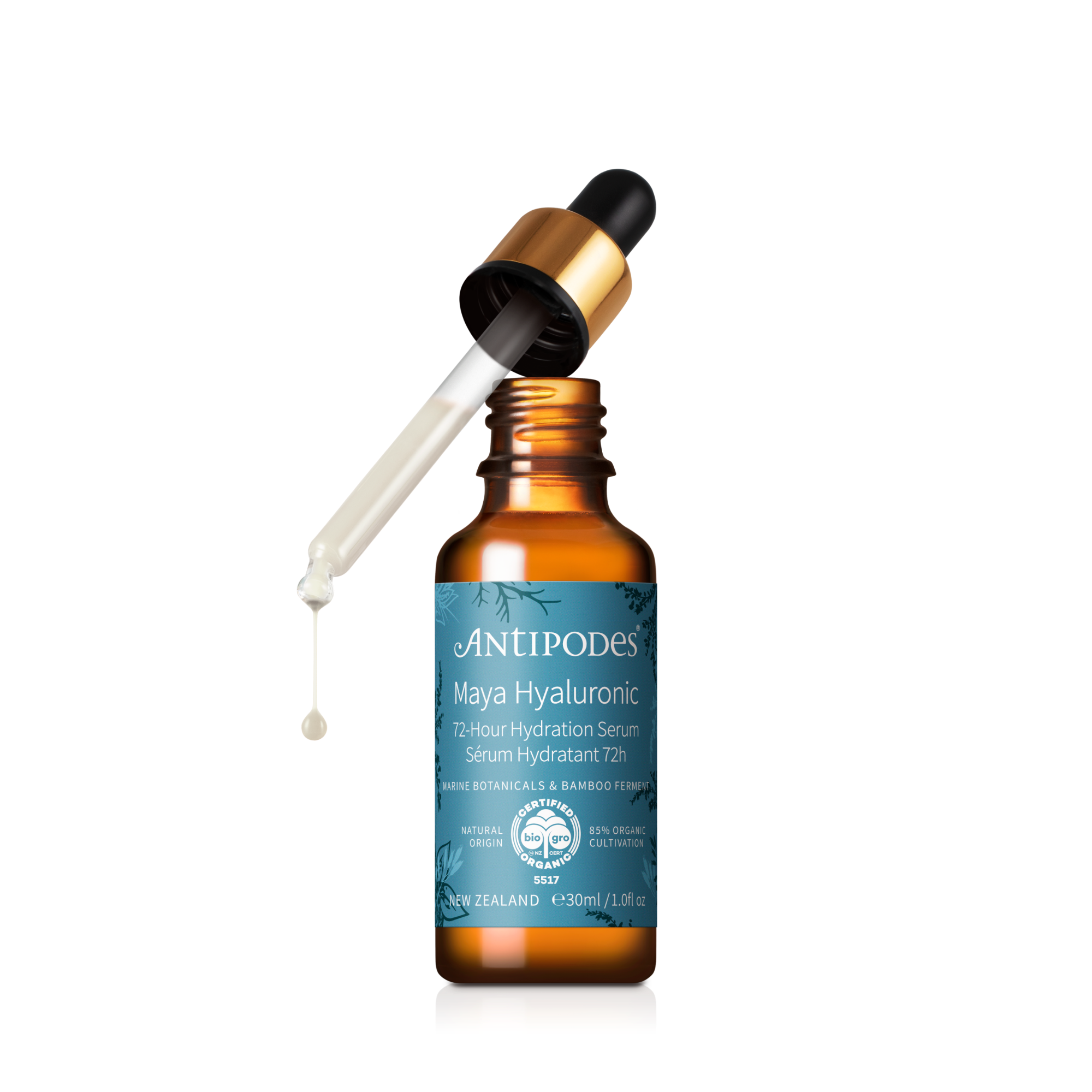 Antipodes Maya Hyaluronic 72-Hour Hydration Serum 30ml on transparent background