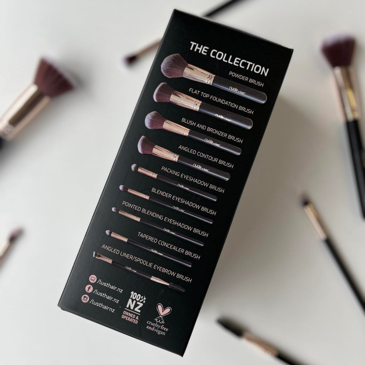 Box of 9 makeup brushes by Lust Haircare-Icon Haircare and Beauty-4