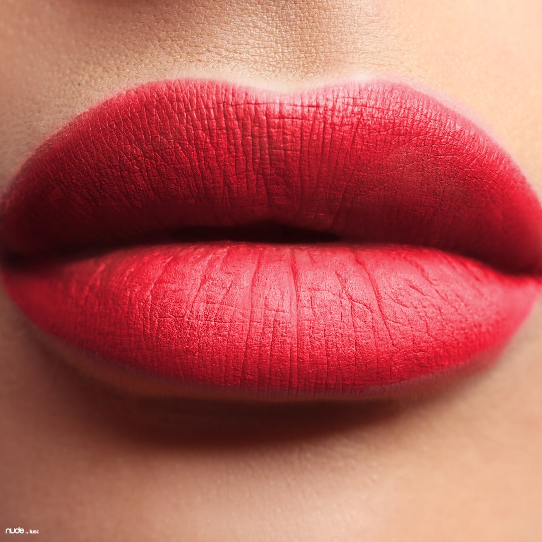 Coral red lipstick from Nude by Lust-Icon Haircare and Beauty-2