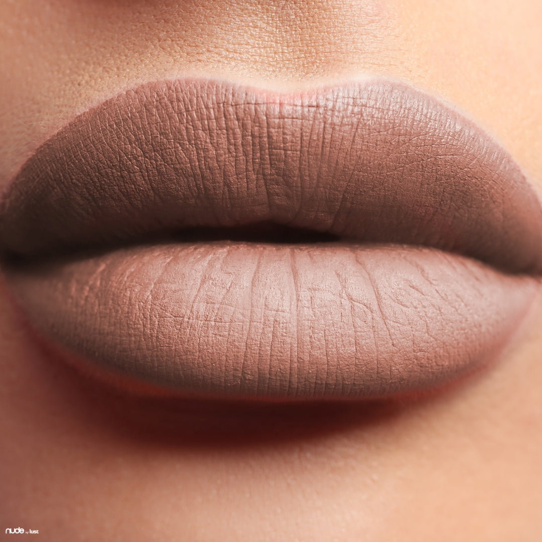 Deep neutral nude lipstick from Nude by Lust-Icon Haircare and Beauty-2