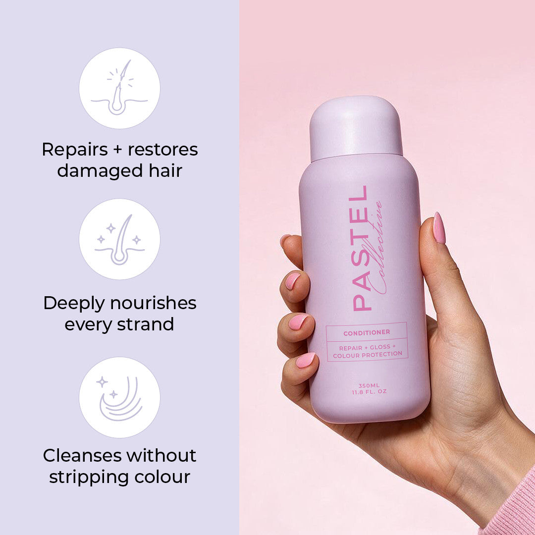 Pastel Collective Repair + High Gloss + Colour Protection Conditioner application - Icon Haircare & Beauty