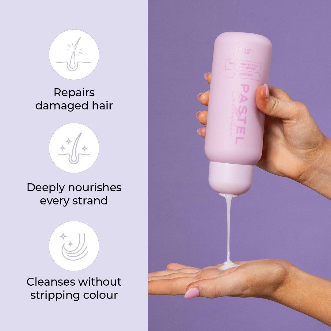 Pastel Collective Repair + High Gloss + Colour Protection Shampoo application - Icon Haircare & Beauty