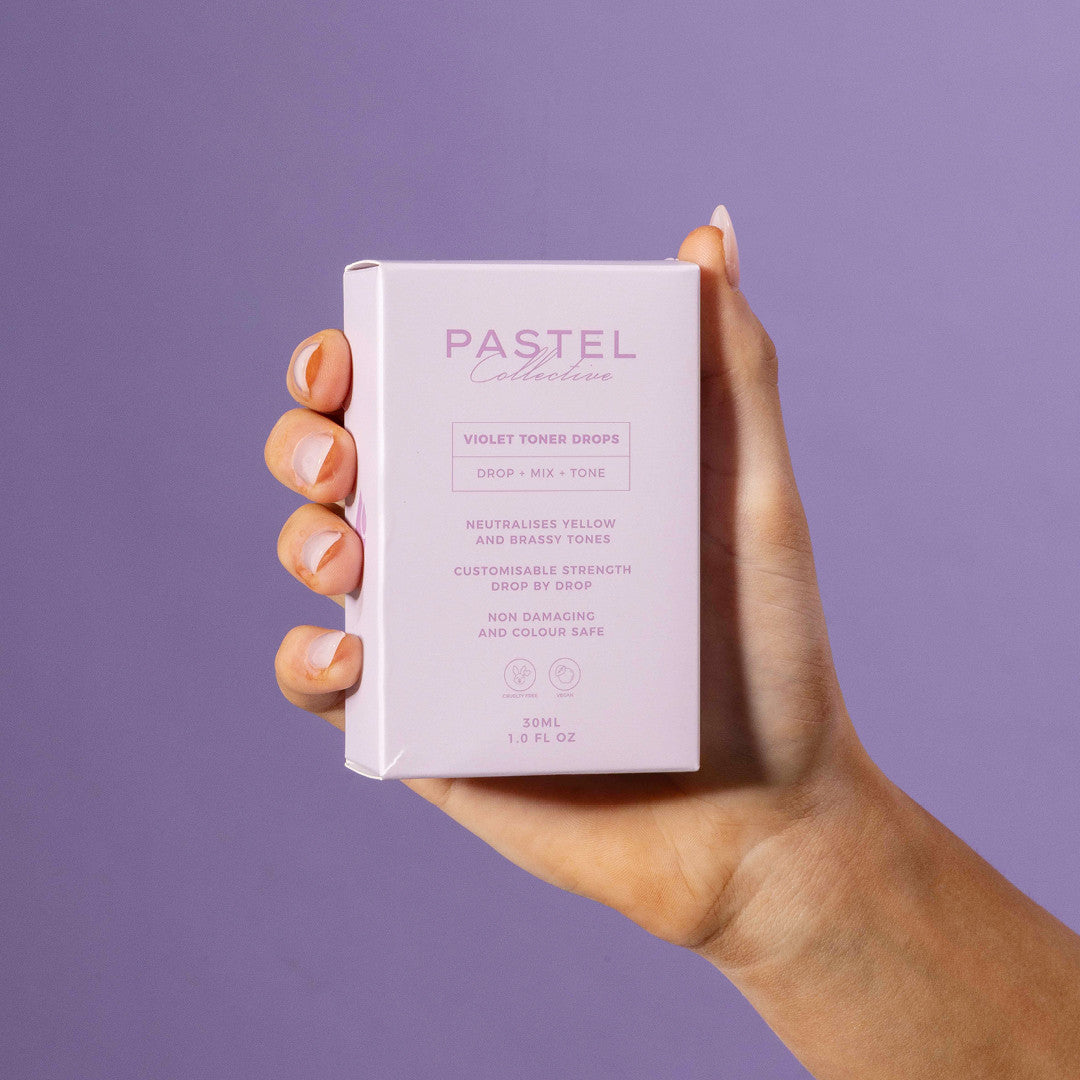 Pastel Collective Violet Toner Drops colour and results - Icon Haircare & Beauty