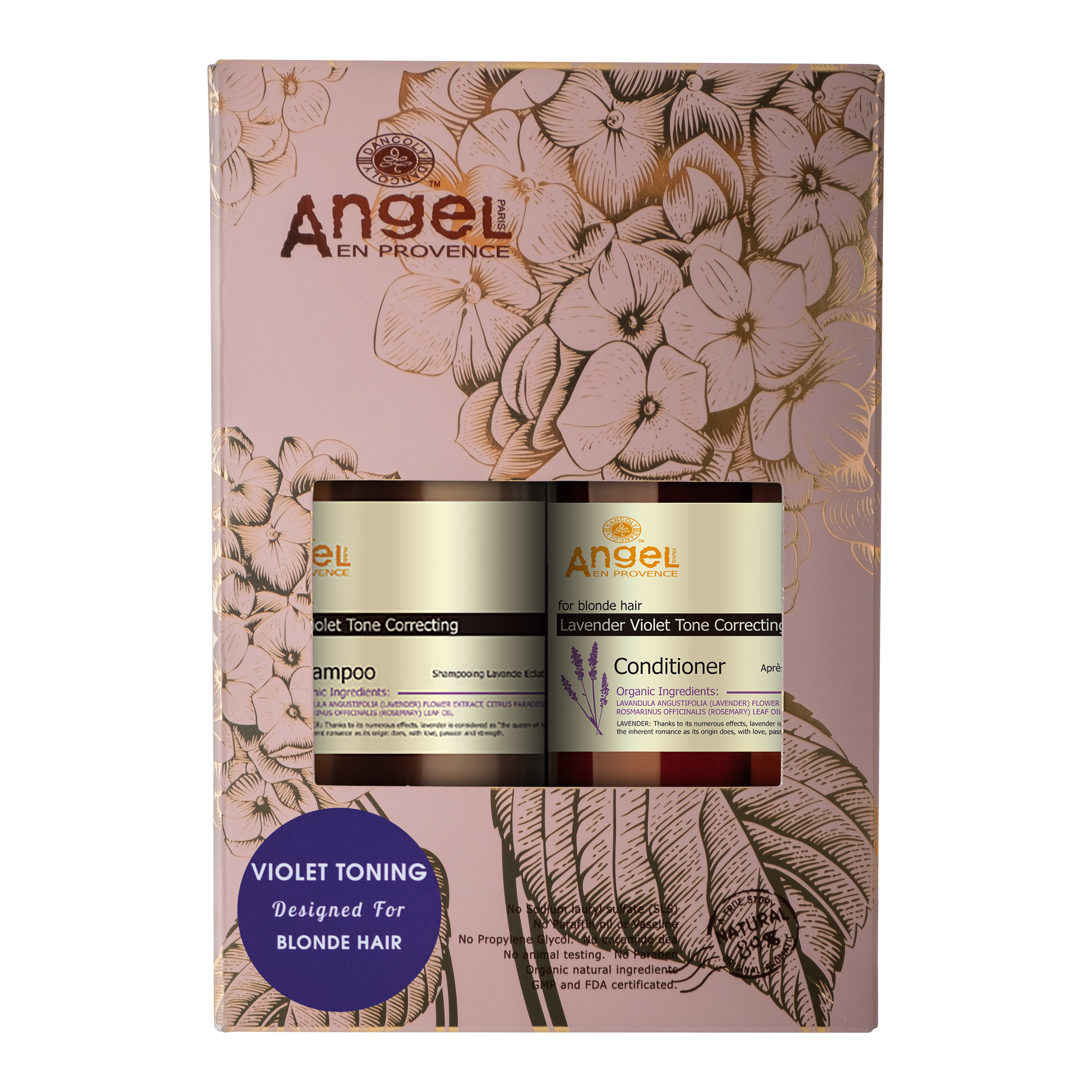 Lavender Violet Tone Correcting Duo - Angel shampoo & conditioner gift set for blonde hair