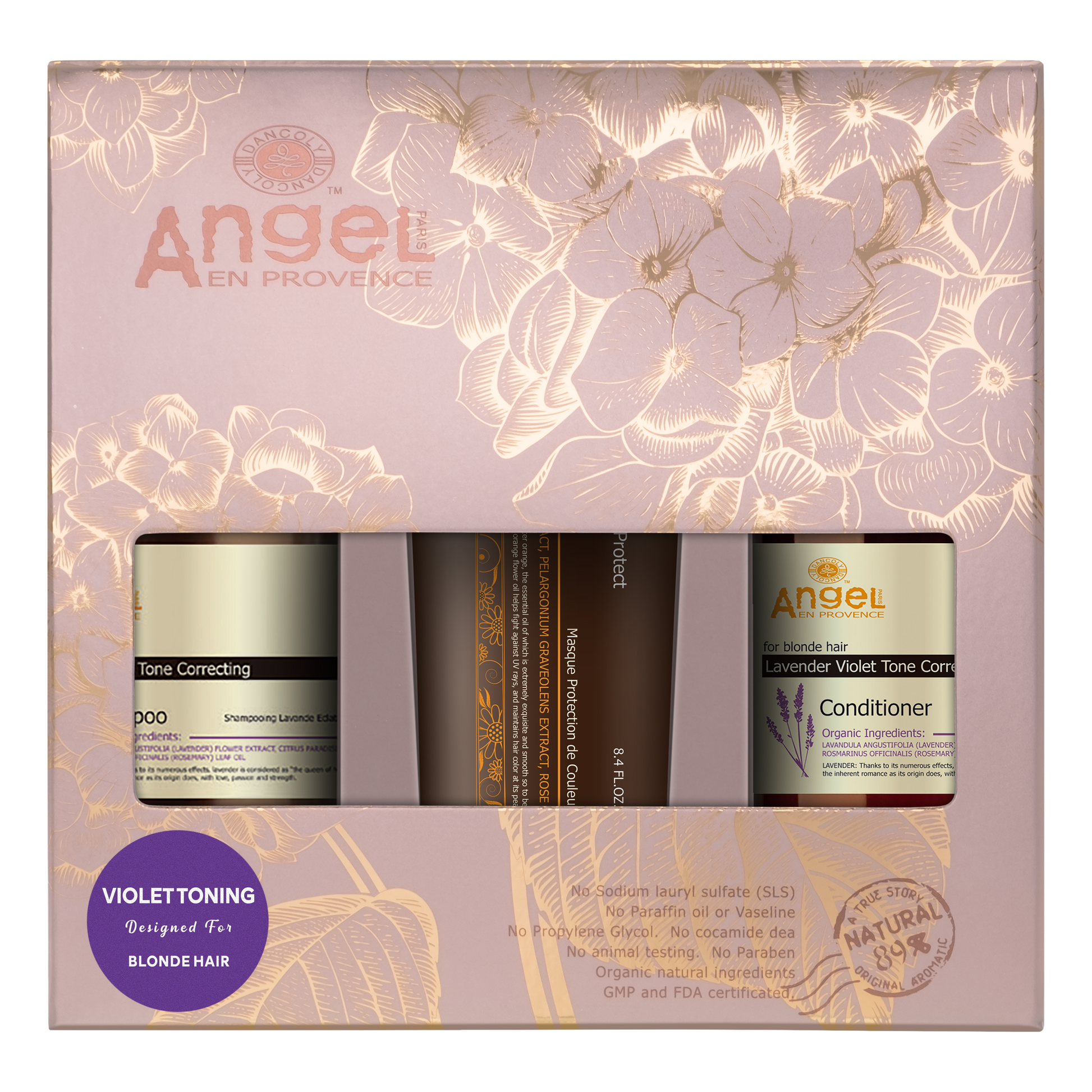 Angel en Provence Violet Toning Colour Protect Mask Gift Pack for blonde hair - Angel Haircare NZ