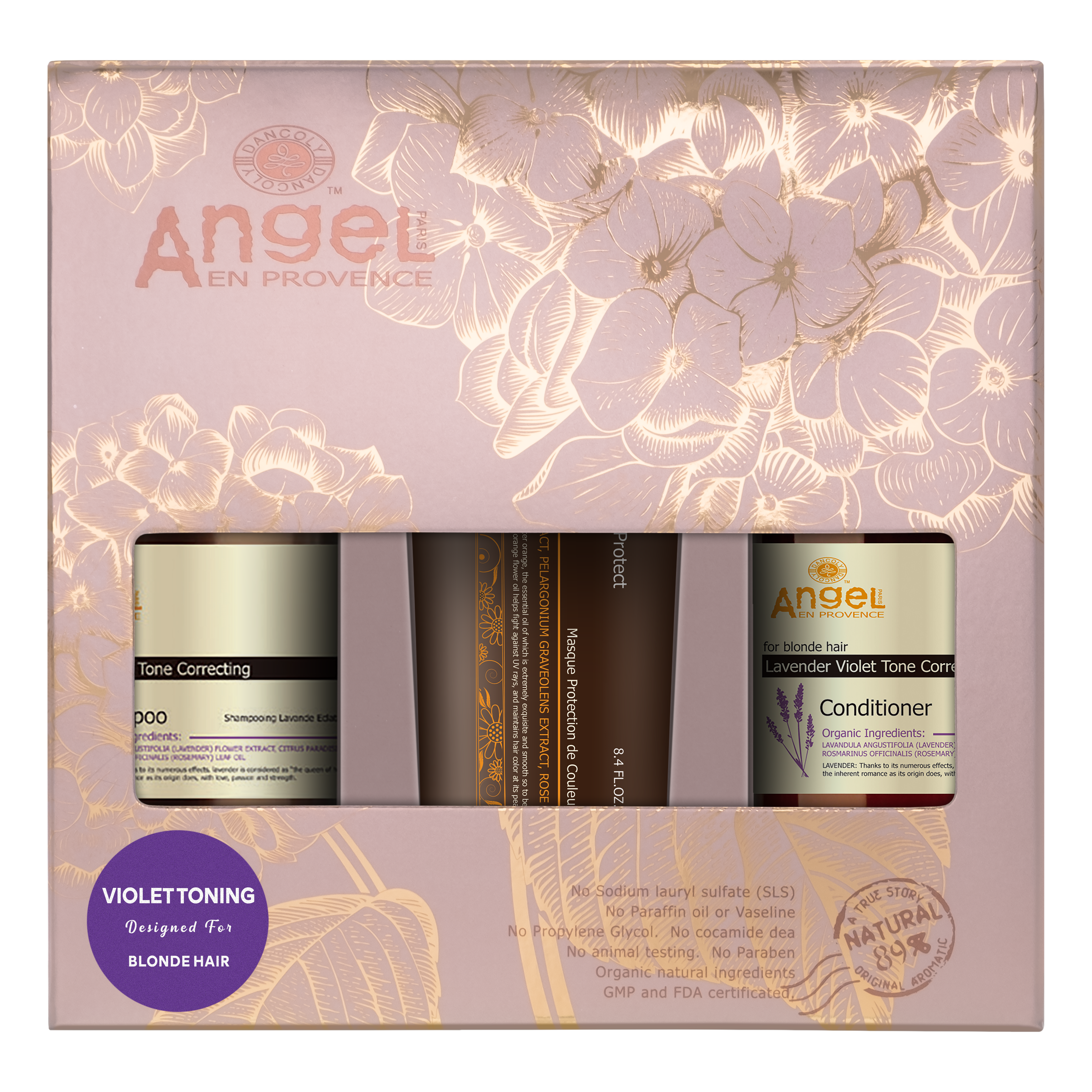 Angel en Provence Violet Toning Colour Protect Mask Gift Pack for blonde hair - Angel Haircare NZ