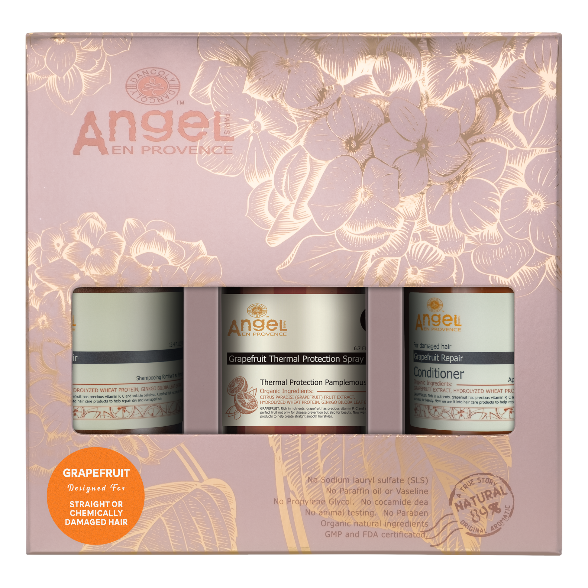 Grapefruit Thermal Protection Gift Pack - Angel gift set for damaged hair - Angel en Provence shampoo & conditioner