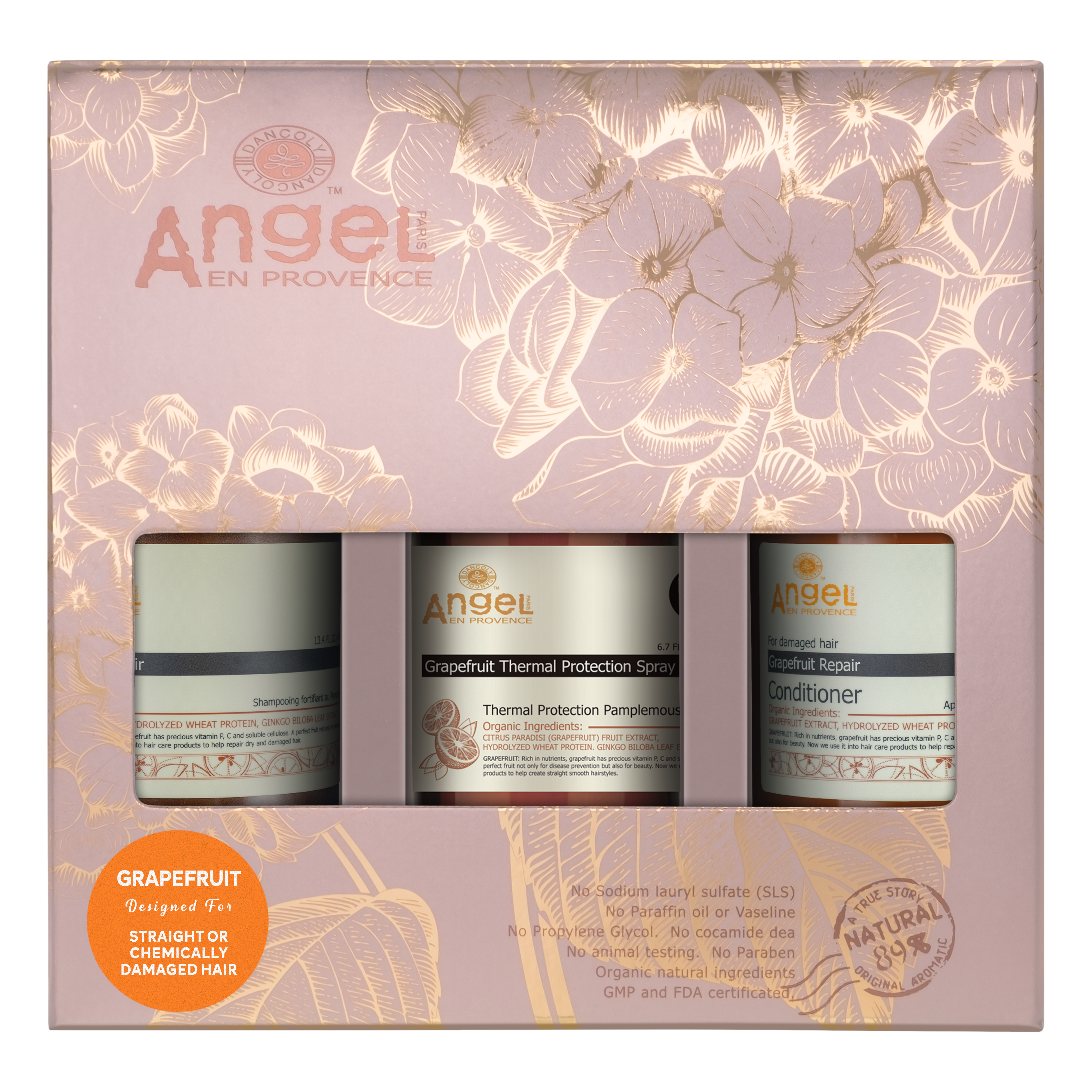 Grapefruit Thermal Protection Gift Pack - Angel gift set for damaged hair - Angel en Provence shampoo & conditioner