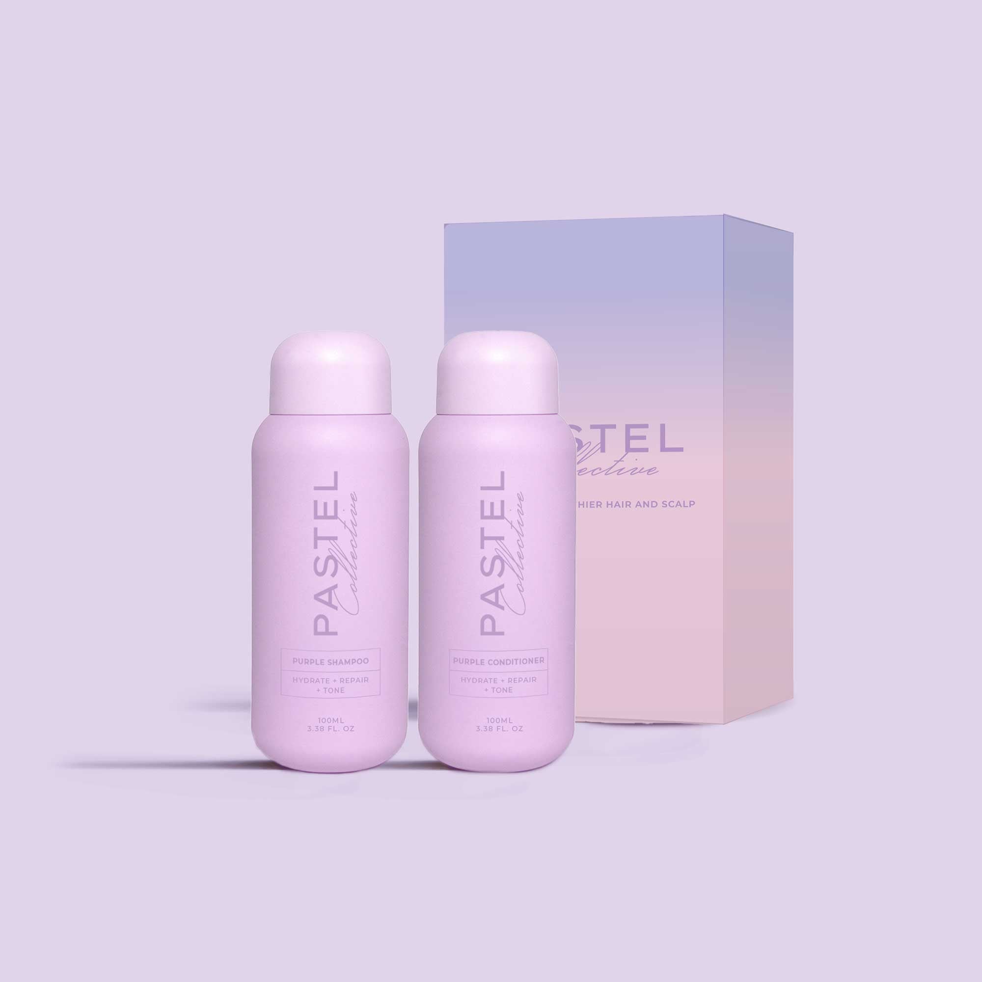 Pastel Collective Hydrate + Repair + Tone 100ml Travel DUO-Icon Haircare & Beauty NZ