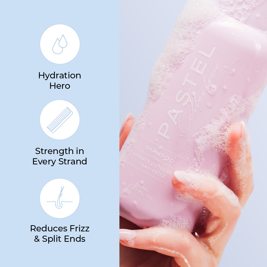 Pastel Collective Hydrate + Strength + Anti Frizz Shampoo 350ml-Icon Haircare & Beauty NZ