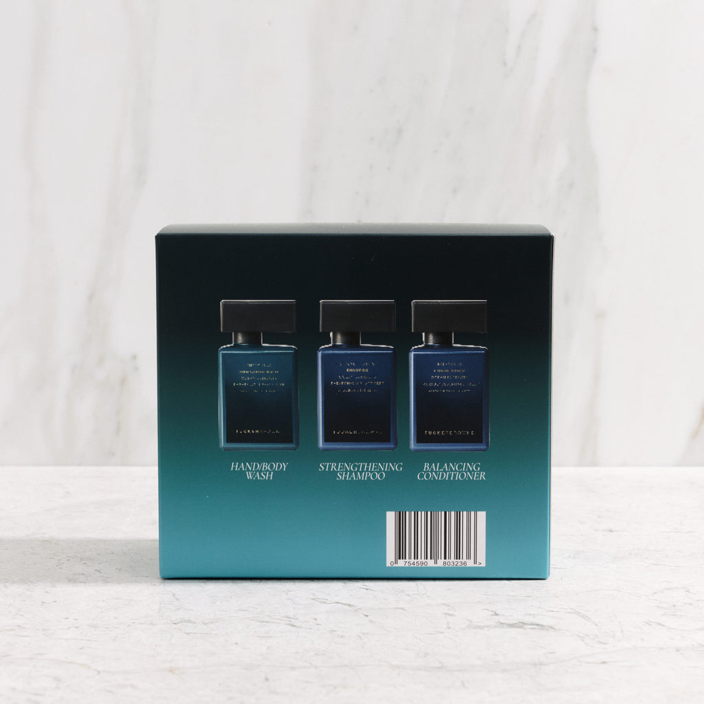 Tucker Browne Daily Wash Trio gift set contents and bottles - Icon Haircare & Beauty