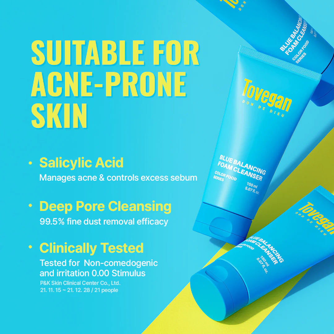 Tovegan Blue Balancing Foam Cleanser 150ml
